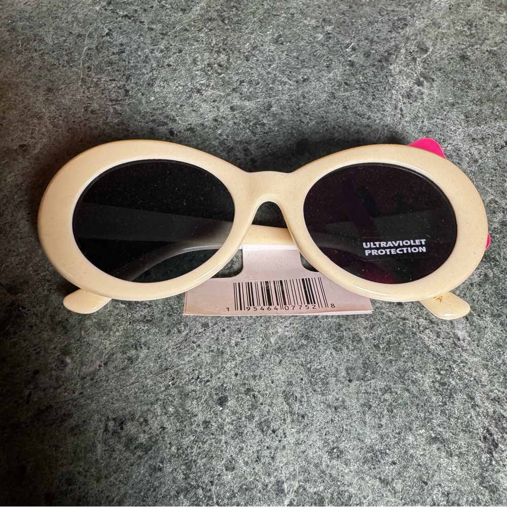 Cream Oval Sunglasses with UV Protection